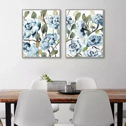 Kirklands Home Farmhouse Peonies Framed Canvas Prints, Set of 2 Blue Clearance