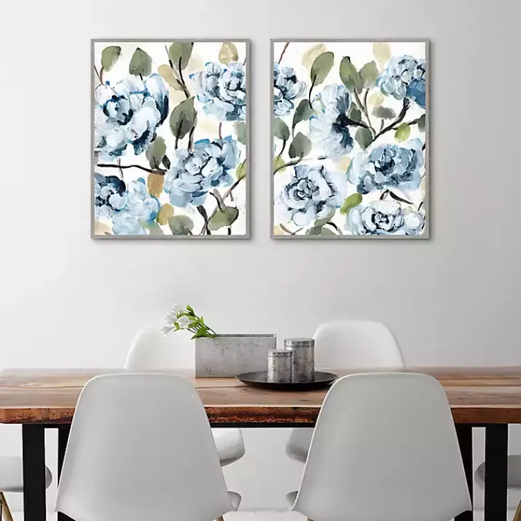 Kirklands Home Farmhouse Peonies Framed Canvas Prints, Set of 2 Blue Clearance