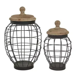 Decorative Bowls & Jars>Kirklands Home Farmhouse Wire Frame 2-pc. Decorative Jar Set