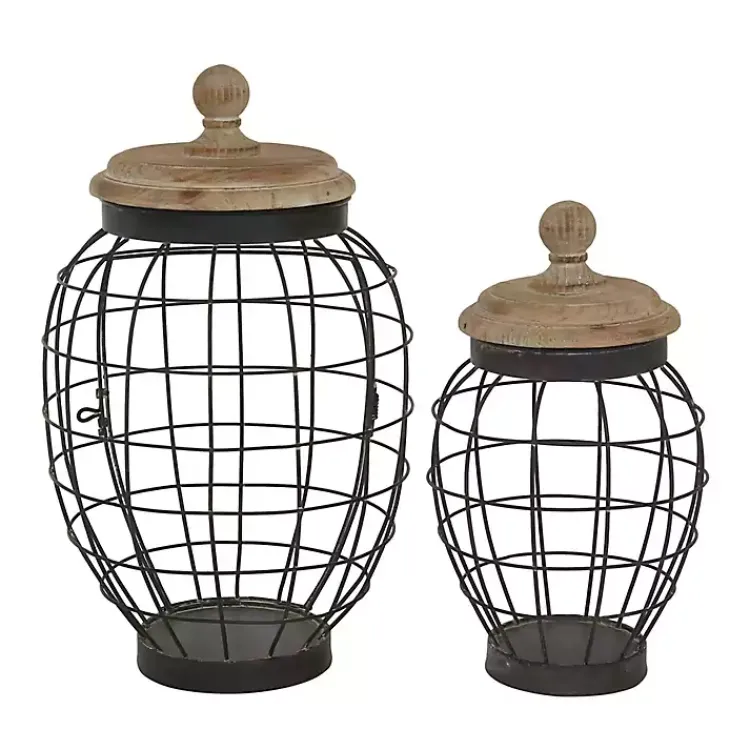 Decorative Bowls & Jars>Kirklands Home Farmhouse Wire Frame 2-pc. Decorative Jar Set