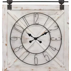 Kirklands Home Farmstead Wooden Barn Door Clock White Hot