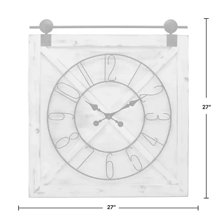 Kirklands Home Farmstead Wooden Barn Door Clock White Hot