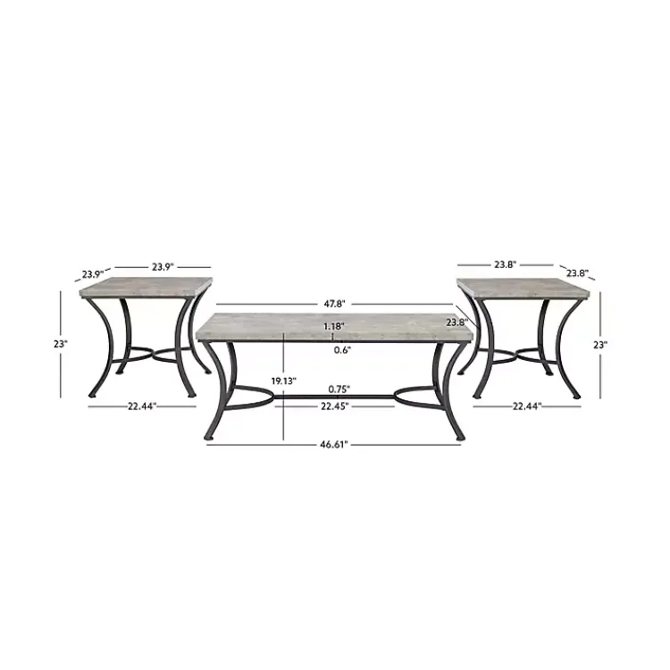 Kirklands Home Faux Concrete 3-pc. Coffee & Side Table Set Tan