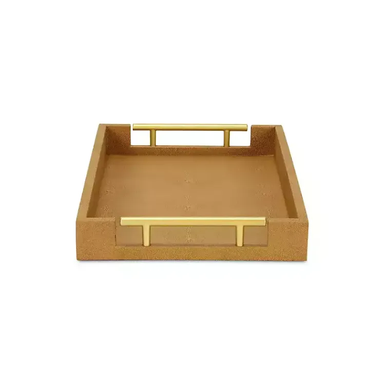 Decorative Trays>Kirklands Home Faux Leather Camel Tray Brown