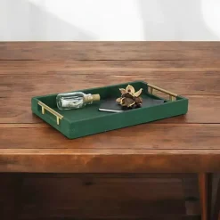 Decorative Trays>Kirklands Home Faux Leather Tray Green
