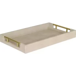 Decorative Trays>Kirklands Home Faux Leather Ivory Tray Tan