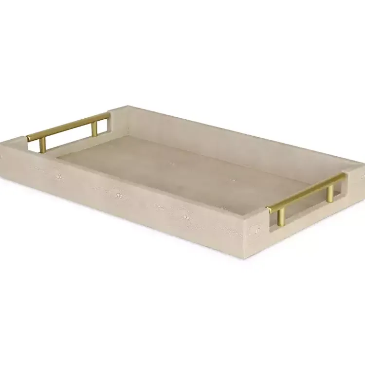 Decorative Trays>Kirklands Home Faux Leather Ivory Tray Tan