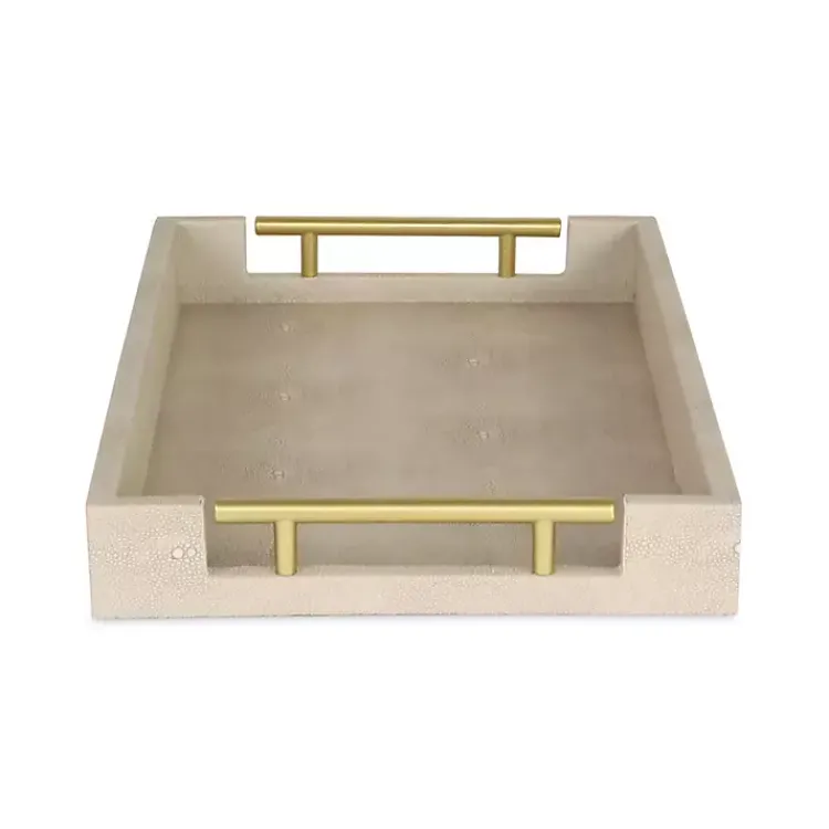 Decorative Trays>Kirklands Home Faux Leather Ivory Tray Tan