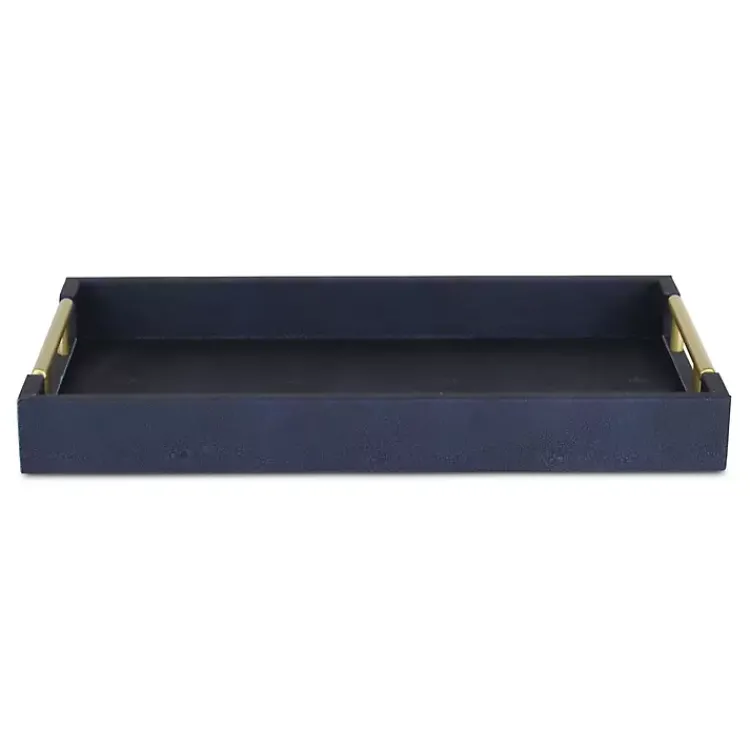 Decorative Trays>Kirklands Home Faux Leather Navy Tray Blue