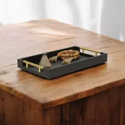Decorative Trays>Kirklands Home Faux Leather Snakeskin Tray Black