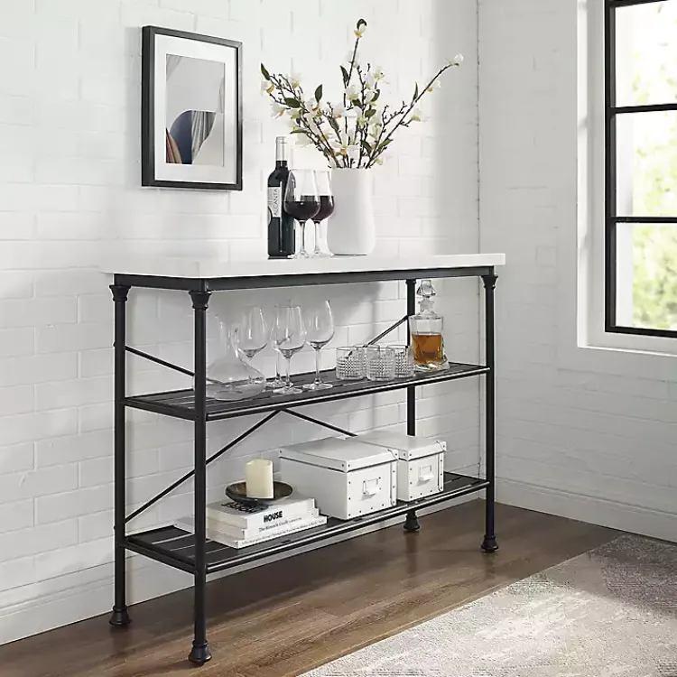 Kirklands Home Faux Marble Top 3-Tier Melody Console Table Black Hot