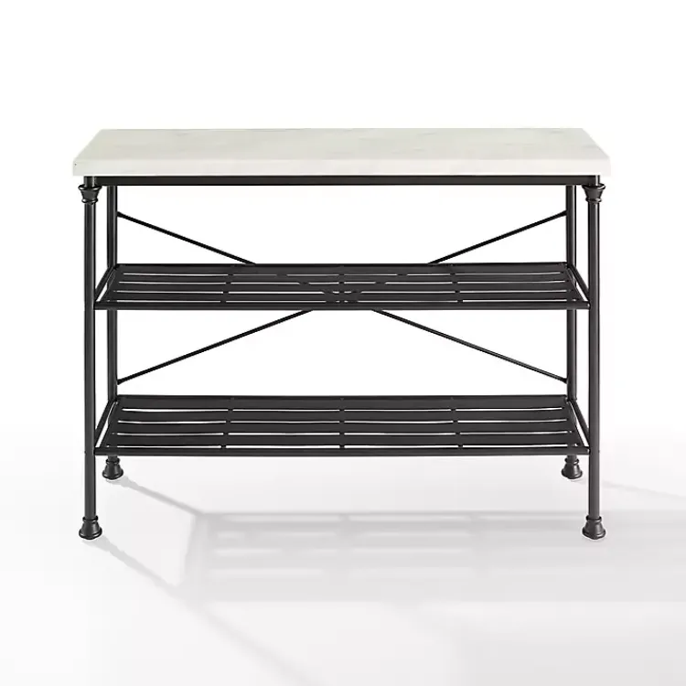 Kirklands Home Faux Marble Top 3-Tier Melody Console Table Black Hot