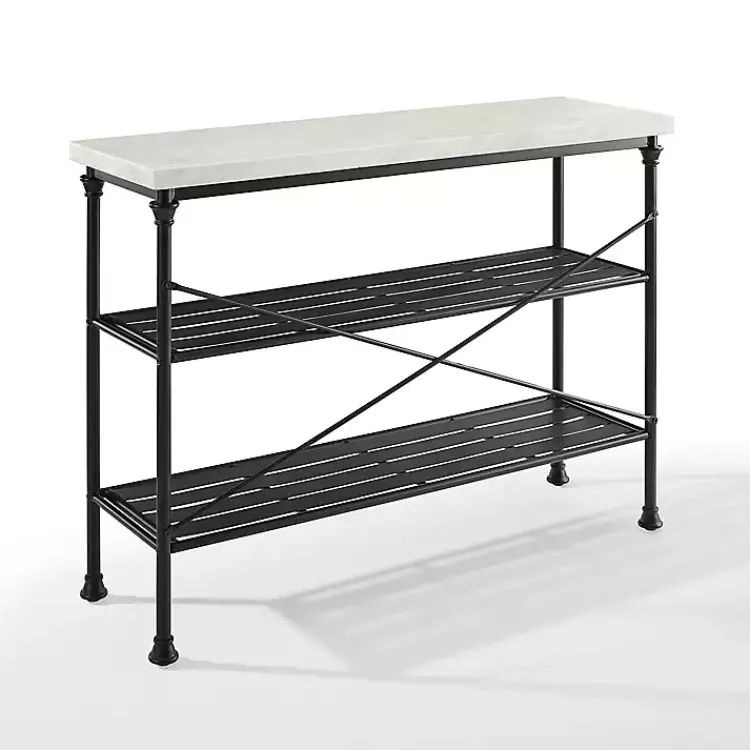 Kirklands Home Faux Marble Top 3-Tier Melody Console Table Black Hot