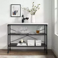 Kirklands Home Faux Marble Top 3-Tier Melody Console Table Black Hot