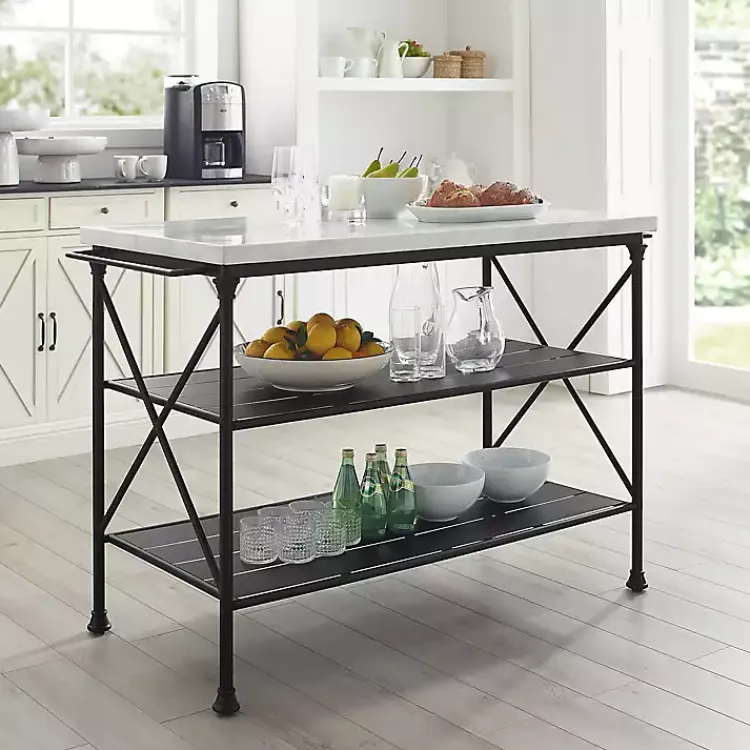 Kirklands Home Faux Marble Top 3-Tier Melody Kitchen Island Hot