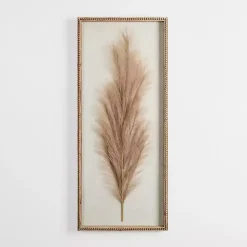Kirklands Home Faux Pampas Grass Beaded Frame Wall Plaque Tan Best