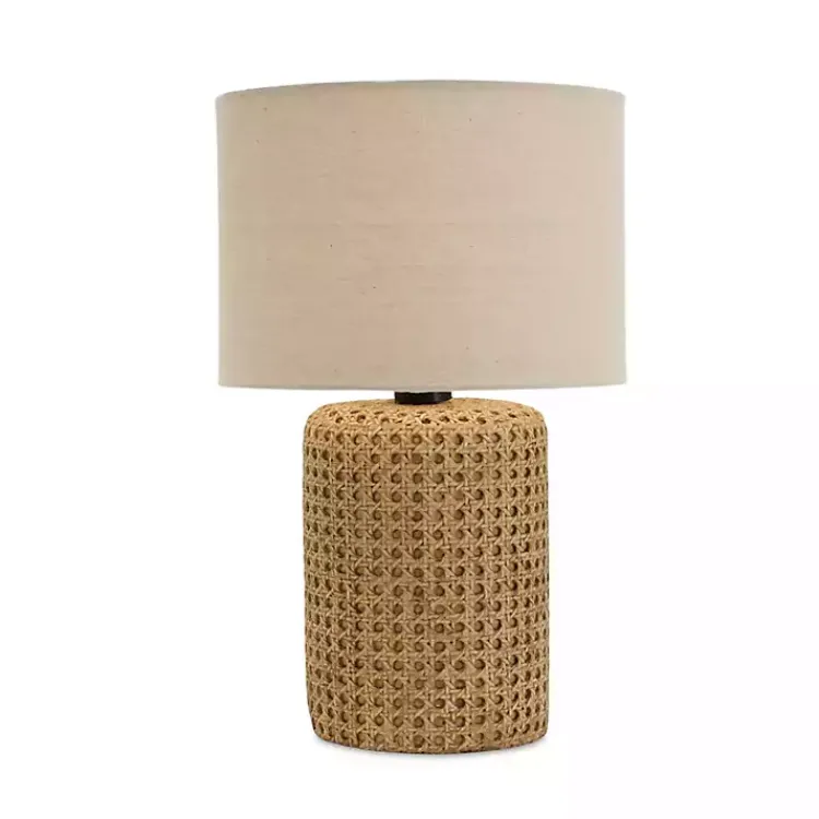 Kirklands Home Faux Woven Wood and Linen Table Lamp Tan Best