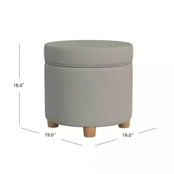 Kirklands Home Fawn Round Velvet Storage Ottoman Gray