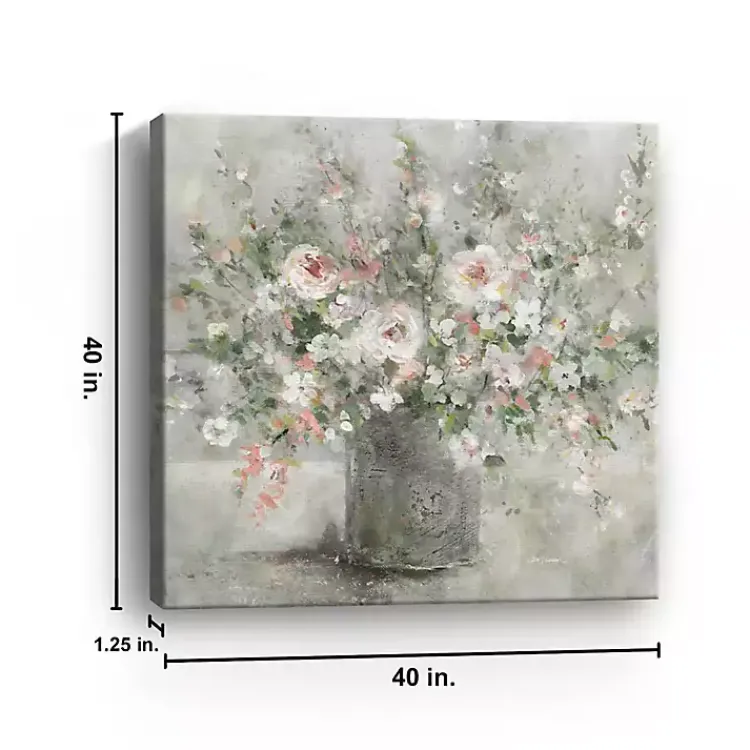 Kirklands Home Felicitous Floral Canvas Art Print, 40X40 in. Gray New