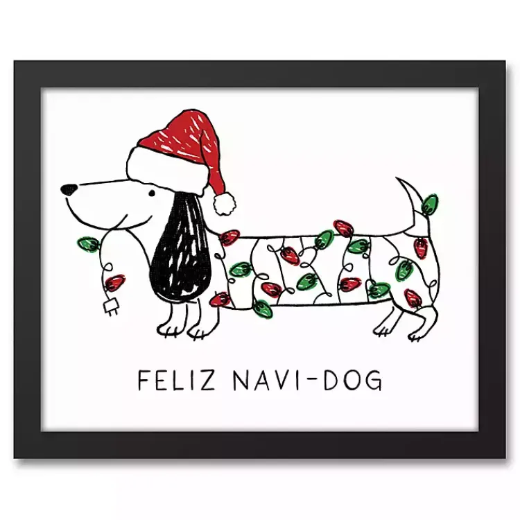 Christmas Art & Wall Decor>Kirklands Home Feliz Navidog Canvas Wall Plaque