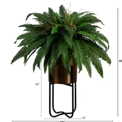 Arrangements & Greenery>Kirklands Home Fern in Gold Metal Planter Green