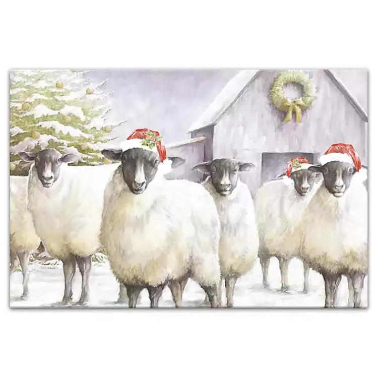 Christmas Art & Wall Decor>Kirklands Home Festive Sheep Christmas Canvas Art Print