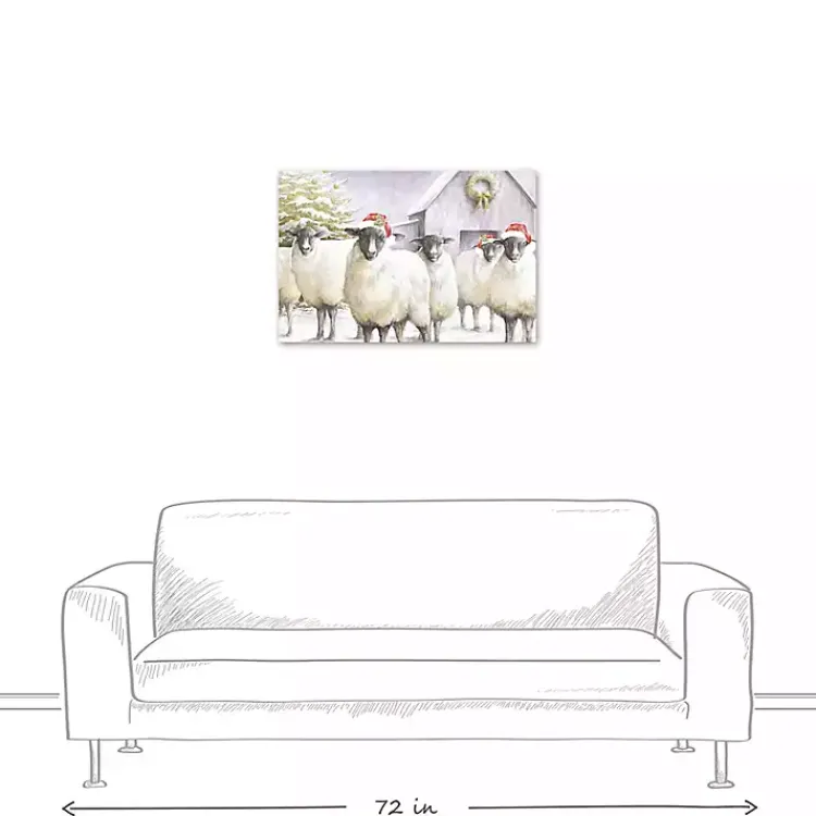 Christmas Art & Wall Decor>Kirklands Home Festive Sheep Christmas Canvas Art Print