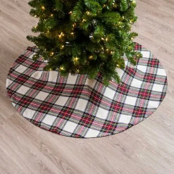 Christmas Tree Skirts & Collars>Kirklands Home Festive White Plaid Christmas Tree Skirt Multi
