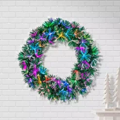 Christmas Wreaths>Kirklands Home Fiber Optic Color Changing Christmas Wreath Green