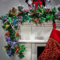 Christmas Arrangements & Garland>Kirklands Home Fiber Optic Color Changing Christmas Garland Green