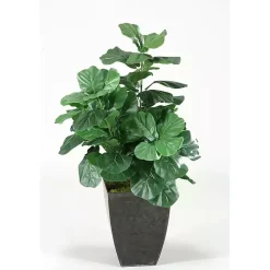 Trees & Topiaries>Kirklands Home Fiddle Leaf Fig Tree in Black Planter, 4 ft.