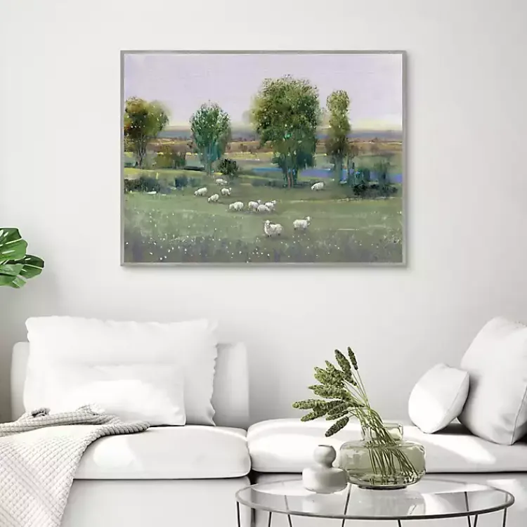 Kirklands Home Field of Sheep Framed Canvas Art Print Green Online
