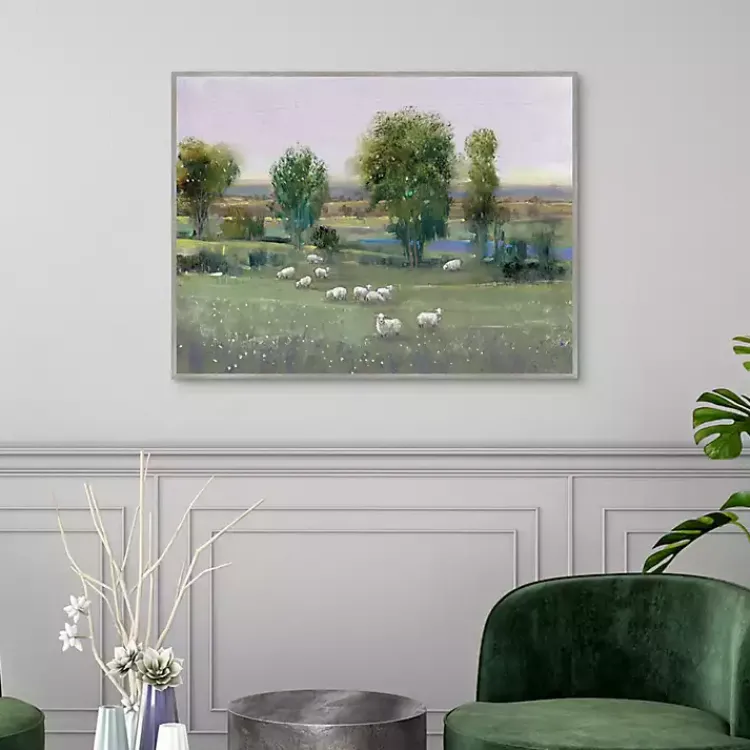 Kirklands Home Field of Sheep Framed Canvas Art Print Green Online