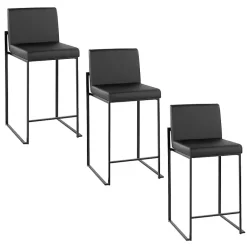 Kirklands Home Fiji Faux Leather Counter Stools, Set of 3 Black Discount