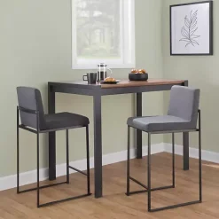 Kirklands Home Fiji Charcoal Upholstered Counter Stools, Set of 3 Gray