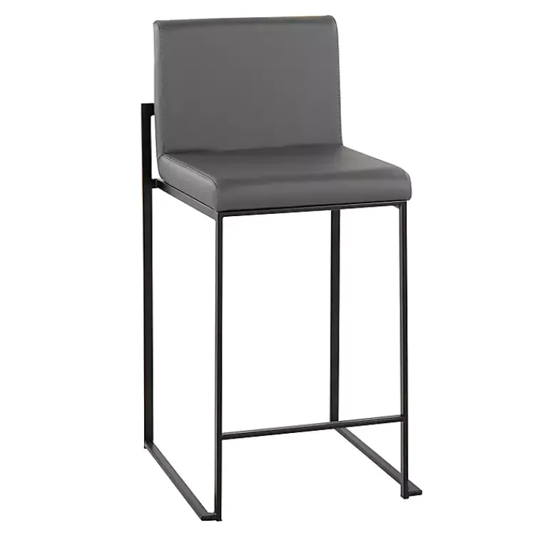 Kirklands Home Fiji Faux Leather Counter Stools, Set of 3 Gray