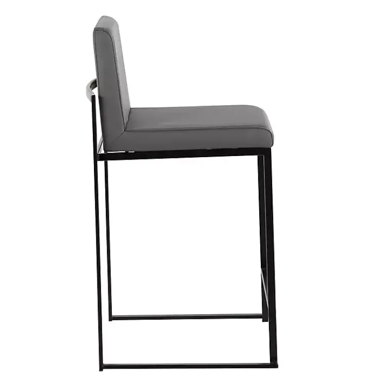 Kirklands Home Fiji Faux Leather Counter Stools, Set of 3 Gray