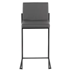 Kirklands Home Fiji Faux Leather Counter Stools, Set of 3 Gray