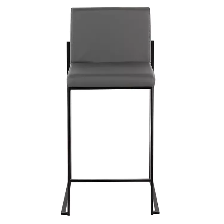 Kirklands Home Fiji Faux Leather Counter Stools, Set of 3 Gray