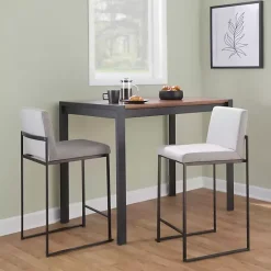 Kirklands Home Fiji Upholstered Counter Stools, Set of 3 Gray