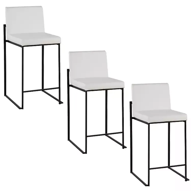 Kirklands Home Fiji Faux Leather Counter Stools, Set of 3 White Clearance