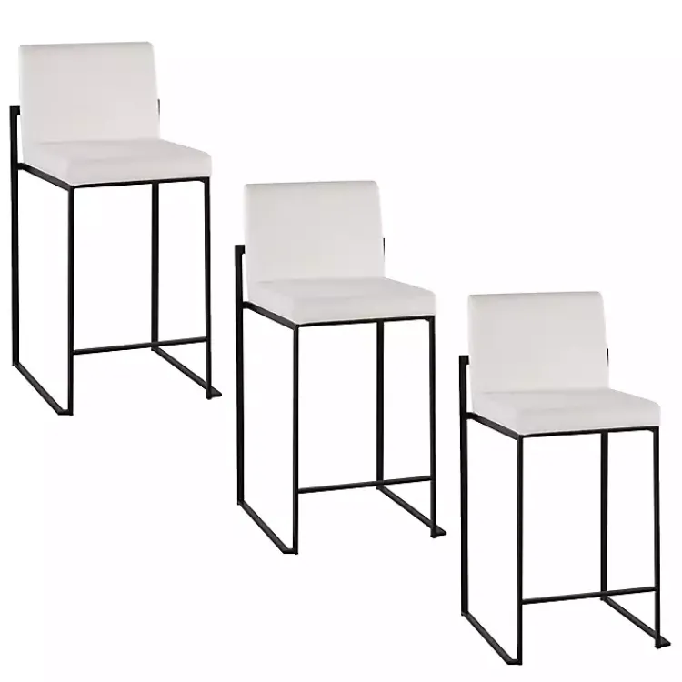 Kirklands Home Fiji Velvet Counter Stools, Set of 3 White New