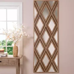 Kirklands Home Fir Wood Diamond Mirrored Wall Plaque Discount