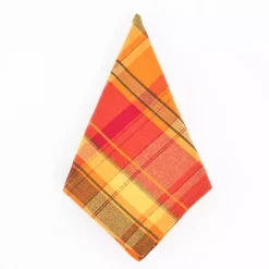 Fall>Kirklands Home Fire Orange Plaid Harvest Napkins, Set of 4