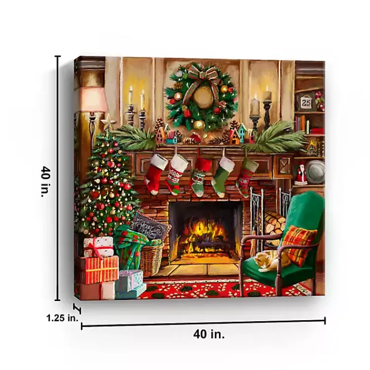 Christmas Art & Wall Decor>Kirklands Home Fireside Christmas Canvas Art Print Multi