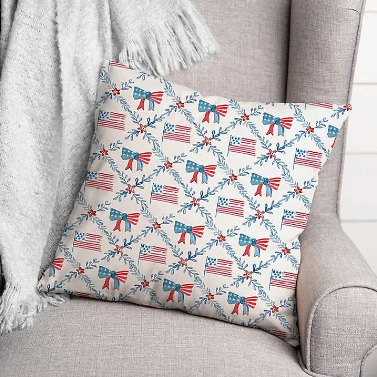 Kirklands Home Flags and Bows 4th of July Indoor/Outdoor Pillow Sale