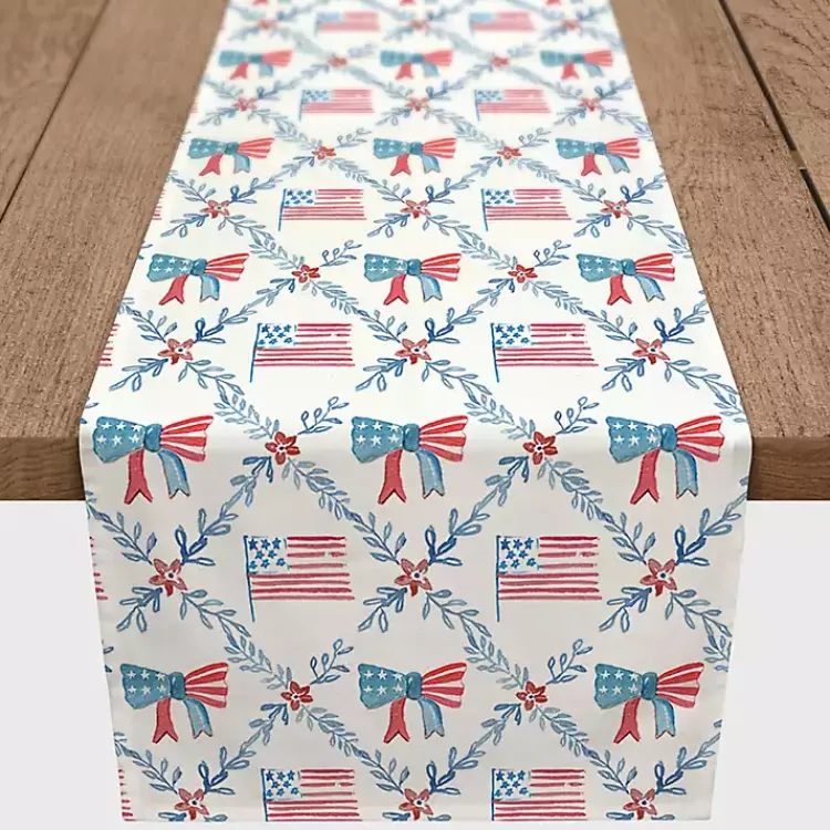 Kirklands Home Flags and Bows 4th of July Table Runner, 72 in. Discount