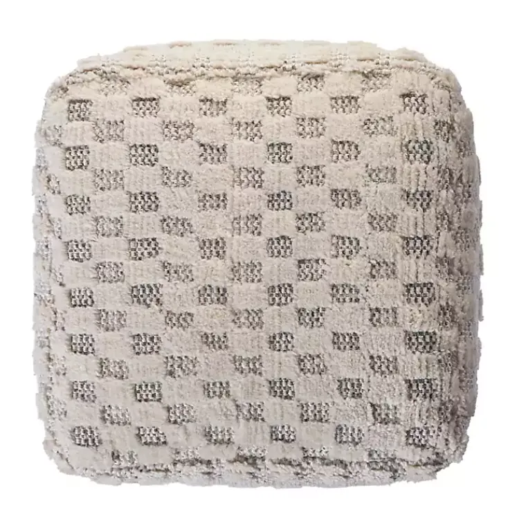 Poufs & Floor Cushions>Kirklands Home Flatweave Tufted Checker Wool Pouf