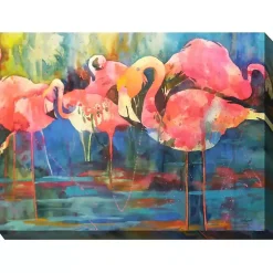 Kirklands Home Flirty Flamingos Outdoor Canvas Art Print Multi Outlet