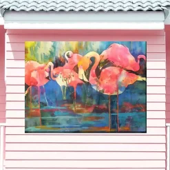 Kirklands Home Flirty Flamingos Outdoor Canvas Art Print Multi Outlet